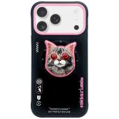 NIMMY case GLASSES COOL CAT compatible with MagSafe for IPHONE 17 Pro Max black pink