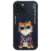 NIMMY case GLASSES COOL CAT for IPHONE 15 black