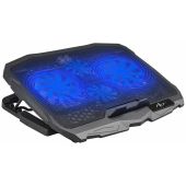 ART P4 2xUSB-A LED, stojan s ventilátorom, čierny