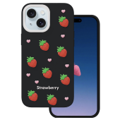 Obal Strawberry Apple iPhone 13/14/15 čierny