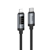 Hoco U148, LCD USB-C/Lightning PD 27W, 1.2m, čierny