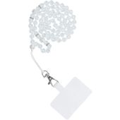 CRYSTAL DIAMOND, šnúrka na krk pre mobil, 74cm (37cm slučke), biela