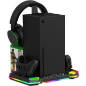 iPega XBX025S, multifunkčný nabíjací RGB stojan s chladením pre Xbox X