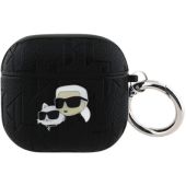 Karl Lagerfeld PU Embossed Karl and Choupette Heads Apple AirPods 4 KLA4PGKCPK Black
