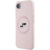 Obal Karl Lagerfeld Liquid Silicone K&CH Heads MagSafe Apple iPhone 16e KLHMPSE4SKCHTCP Pink