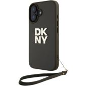 Obal DKNY PU Leather Stack Logo Wrist Strap Apple iPhone 16 DKHCP16SPBSWSA hnedý