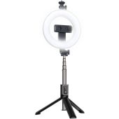 XO SS12, selfie tyč bluetooth s LED lampou a tripodom, 95cm, čierna