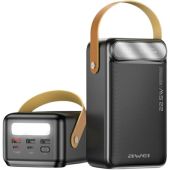 AWEI P101K, 60000mAh 22.5W, USB-C, USB-A, LED displej, svietidl, čierna