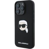 Obal Karl Lagerfeld Liquid Silicone Karl Head MagSafe Apple iPhone 16 Pro KLHMP16LSKHPPLK čierny