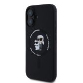 Obal Karl Lagerfeld Liquid Silicone Karl and Choupette MagSafe Apple iPhone 16 KLHMP16SSCMKCRHK čierny