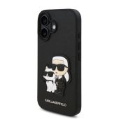 Obal Karl Lagerfeld PU Saffiano Karl and Choupette Apple iPhone 16 KLHCP16SSANKCPK čierny