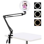 Puluz PKT3089B, stolný ramenný stojan s 20cm LED lampou, čierny