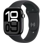 Apple Watch Series 10 GPS + Cellular 46mm Jet Black Aluminium Case with Black Sport Band - M/L
