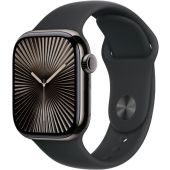 Apple Watch Series 10 GPS + Cellular 46mm Slate Titanium Case with Black Sport Band - M/L