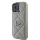 Obal DKNY PU Leather Quilted Stack Logo Apple iPhone 16 Pro DKHCP16LPQDSLG sivý