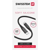 SWISSTEN SOFT SILICONE USB-C/USB-C 3A 60W 0,4m čierny