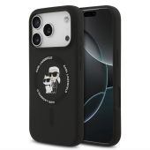 Obal Karl Lagerfeld Liquid Silicone Karl and Choupette MagSafe Apple iPhone 17 Pro KLHMP17LSCMKCRHK čierny