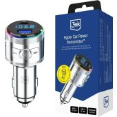 3mk Hyper Car Power FM Transmitter, 48W QC PP USB-A/USB-C, strieborný