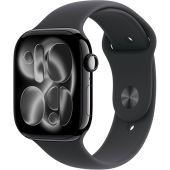Apple Watch Series 11 GPS 46mm Jet Black Aluminium Case with Black Sport Band - S/M