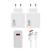 Xiaomi MDY-14-EE USB-A 120W GaN + USB-C 6A kábel biela (Bulk)