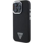 Obal Guess PU Grained Triangle Logo Apple iPhone 16 Pro Max GUHMP16XPGTSPSK Black