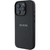 Obal Guess PU Grained Classic Logo MagSafe Apple iPhone 16 Pro GUHMP16LPGHSMMK Black
