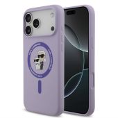 Obal Karl Lagerfeld Liquid Silicone Karl and Choupette MagSafe Apple iPhone 17 Pro Max KLHMP17XSCMKCRHU fialový