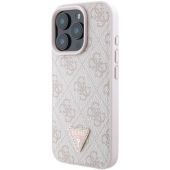 Obal Guess PU 4G Strass Triangle Metal Logo Apple iPhone 16 Pro Max GUHCP16XP4TDPP Pink
