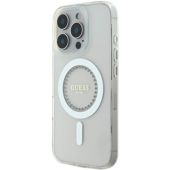 Obal Guess IML Rhinestones Ring MagSafe Apple iPhone 16 Pro GUHMP16LPFTDTEH White
