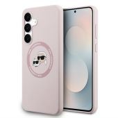 Obal Karl Lagerfeld Liquid Silicone K&CH Heads MagSafe Samsung Galaxy S25 FE S731 KLHMS25FESKCHTCP ružový