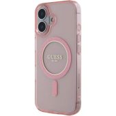 Obal Guess IML Glitter Ring MagSafe Apple iPhone 16 GUHMP16SHFGEREP Pink