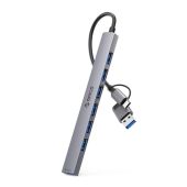 Orico Hub YSA2-U3, USB-A/USB-C 1xUSB-A 3.0 + 6x USB-A 2.0, sivý