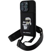 Obal Karl Lagerfeld Saffiano Crossbody Karl and Choupette Apple iPhone 16 Pro KLHCP16LCSAKCPMK Black