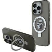 Obal Karl Lagerfeld Ringstand Karl and Choupette MagSafe Apple iPhone 16 Pro KLHMP16LHMRSKCK Black