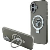 Obal Karl Lagerfeld Ringstand Karl and Choupette MagSafe Apple iPhone 16 Plus KLHMP16MHMRSKCK Black