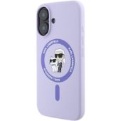 Obal Karl Lagerfeld Liquid Silicone Karl and Choupette MagSafe Apple iPhone 16 KLHMP16SSCMKCRHU Purple