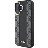 Obal DKNY PU Leather Checkered Pattern Magsafe Apple iPhone 16 Plus DKHMP16MPCPVSLK Black