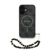 Obal Guess PU Leather 4G Colored Ring Strap MagSafe Apple iPhone 16 GUHMP16SP4GREGSK čierny