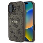 Obal Guess PU Leather 4G Colored Ring MagSafe Apple iPhone 16 GUHMP16SG4GFRW hnedý