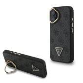 Obal Guess PU 4G Strass Triangle Logo Stand Camera Frame MagSafe Apple iPhone 16 GUHMP16SPCS4GPTK čierny