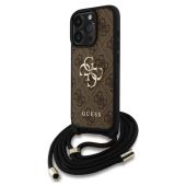 Obal Guess PU 4G Metal Logo Crossbody Popruh Apple iPhone 15 Pro Max GUHCP15XP4GMGCRW hnedý