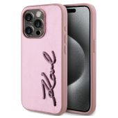Obal Karl Lagerfeld Wrinkled PU Signature Logo Apple iPhone 15 Pro Max KLHCP15XPFMFBKMP ružový