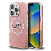 Obal Karl Lagerfeld IML K&CH Heads Repeated Logo MagSafe Apple iPhone 16 Pro KLHMP16LHMKBKCHP ružový