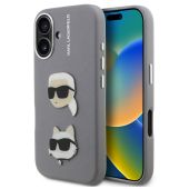 Obal Karl Lagerfeld Grained PU K&CH Heads Apple iPhone 16 KLHCP16SPSFDHPG sivý