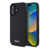 Obal DKNY PU Leather Silver Metal Logo Magsafe Apple iPhone 16 Plus DKHMP16MPGHLMK čierny