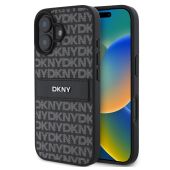 Obal DKNY PU Leather Repeat Pattern Tonal Stripe Apple iPhone 16 Plus DKHCP16MPRTHSLK čierny