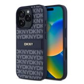 Obal DKNY PU Leather Repeat Pattern Tonal Stripe Apple iPhone 16 Pro DKHCP16LPRTHSLB modrý