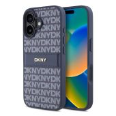 Obal DKNY PU Leather Repeat Pattern Tonal Stripe Apple iPhone 16 DKHCP16SPRTHSLB modrý