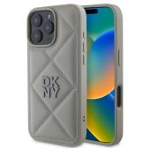 Obal DKNY PU Leather Quilted Stack Logo Apple iPhone 16 Pro Max DKHCP16XPQDSLG sivý