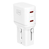 3MK Incharge Globe 45W, PD QC4+ PPS SCP AFC, US/EU/AUS/UK, biela (210+ krajín)